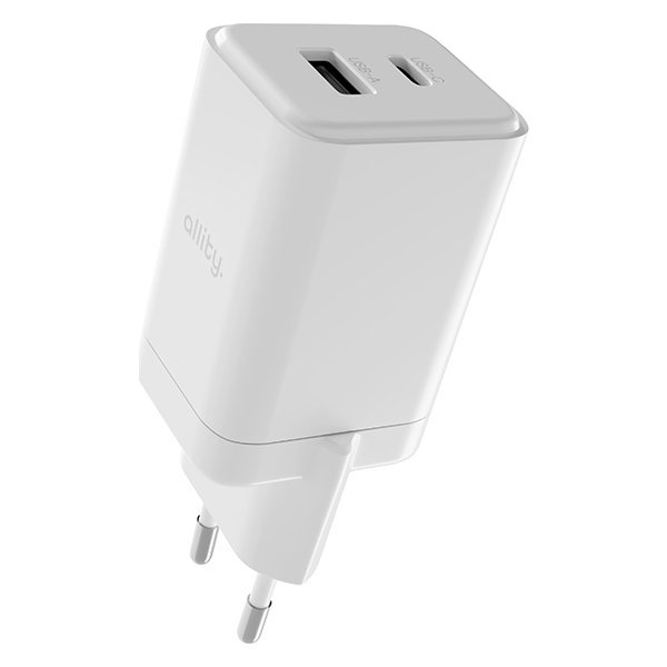 Allity Laddare, 1x USB-C, 1x USB-A, 45W - Vit