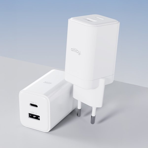 Allity Laddare, 1x USB-C, 1x USB-A, 45W - Vit
