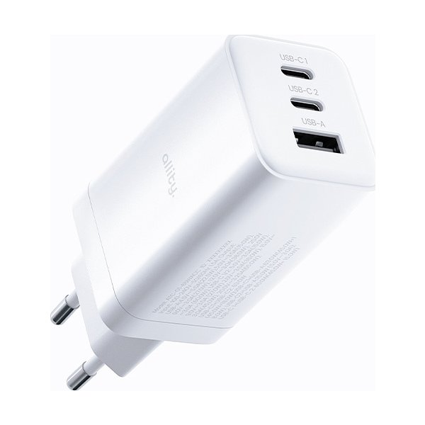 Allity Laddare, 2x USB-C, 1x USB-A, 65W - Vit