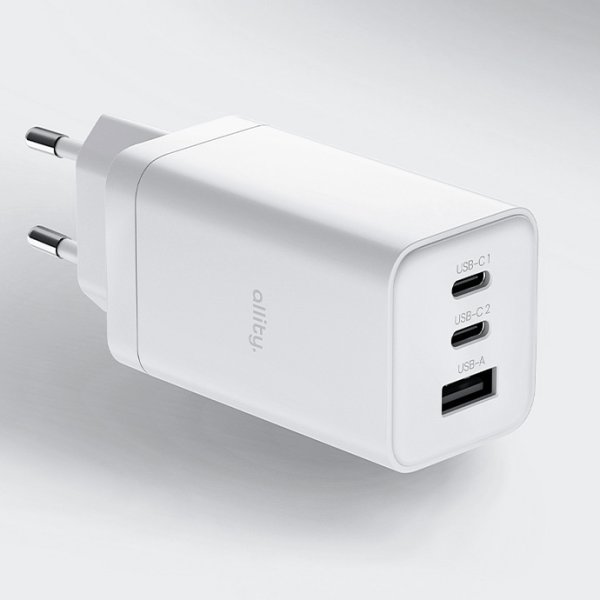Allity Laddare, 2x USB-C, 1x USB-A, 65W - Vit