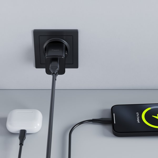 Allity Laddare, 1x USB-C, 1x USB-A, 20W - Svart