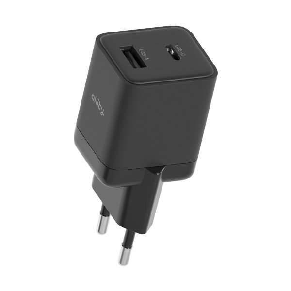 Allity Laddare, 1x USB-C, 1x USB-A, 30W - svart