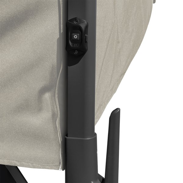 Hängparasol Ø3,5m m/fot m/hjul+överdrag+LED, beige