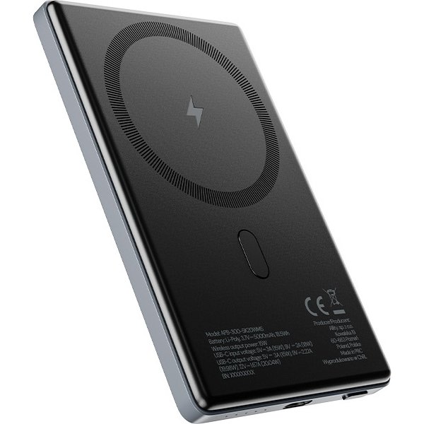Allity Powerbank, trådlös - 20W, 5000 mAh - Grå