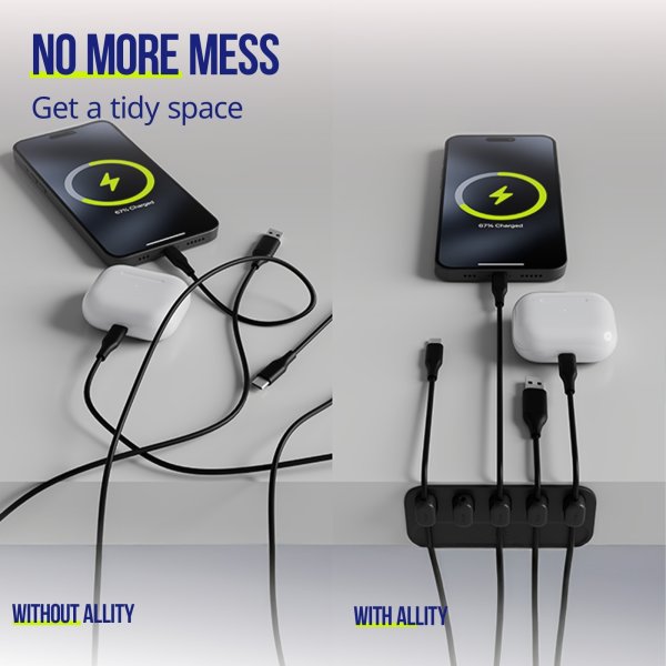 Allity Kabelorganisatör, Magnetisk, Svart ASA-410