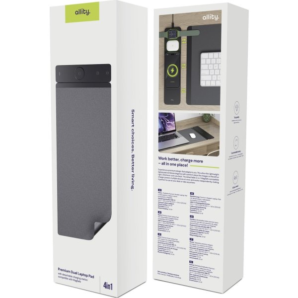Allity Datorunderlägg, trådlös laddning 4-i-1, 15W