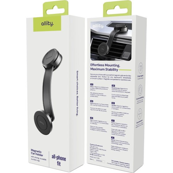 Allity Mobiltelefonhållare, Magnetisk, svart 200MS