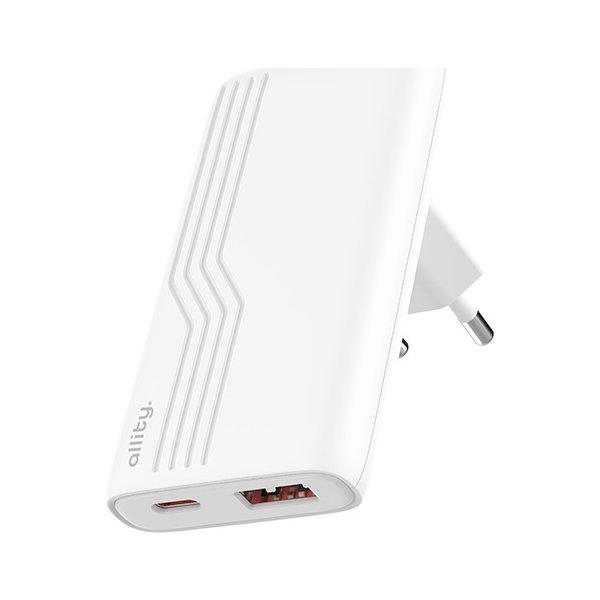 Allity Laddare, 1x USB-C, 1x USB-A, 65W - Vit