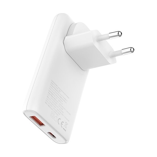 Allity Laddare, 1x USB-C, 1x USB-A, 65W - Vit