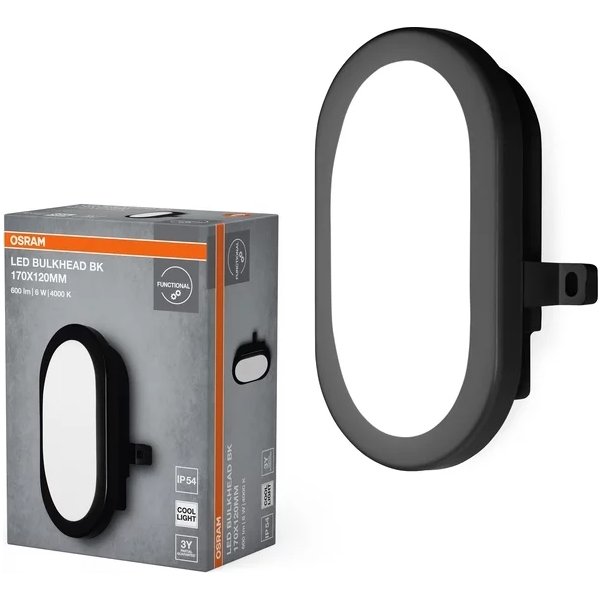 Osram LED-vägglampa, svart - 6W, 4000K