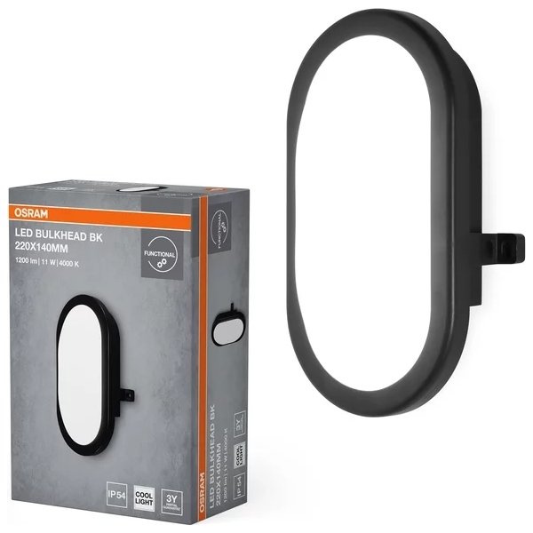 Osram LED-vägglampa, svart - 11W, 4000K