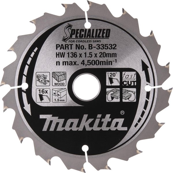 Makita HM-sågklinga, Ø136mm, 16T