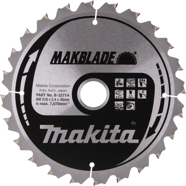 Makita HM-sågklinga Ø216mm, 24T, MakBlade
