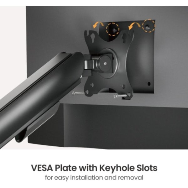 eStuff dubbel skärmhållare, svart - för skrivbord