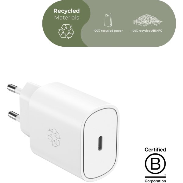 Essentials-laddare 25W, USB-C, strömadapter, vit