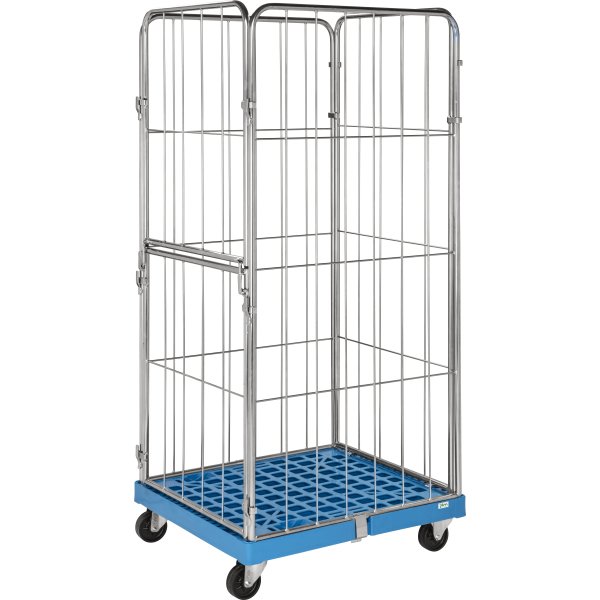 Rullcontainer med plastbotten, 4 sidor