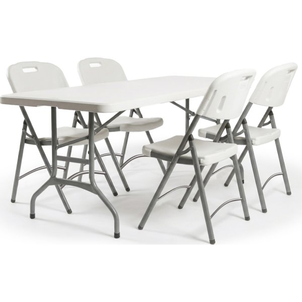 Park fällbara bord L150xB76xH74 cm, vitt/grått
