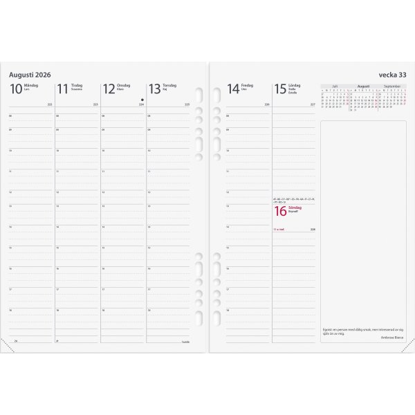 Burde 2026 Systemkalender Business, skinn, Brun