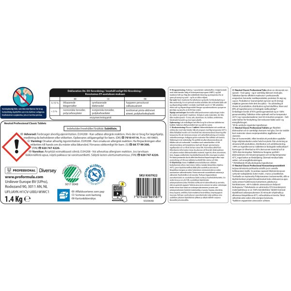 Neutral Diskmaskinstabletter | Classic | 100 Tabs