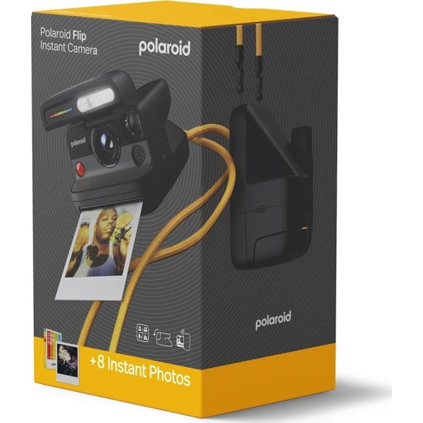Polaroidkamera Flip Set med Färgfilm, Svart
