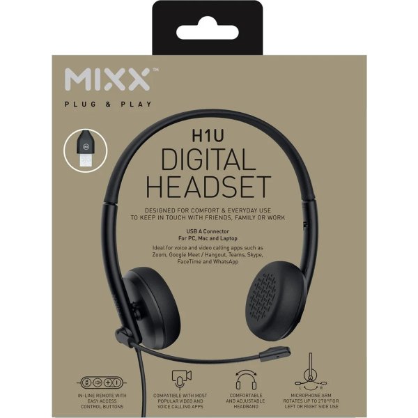 Mixx Headset Stereo H1u Kabelanslutet USB-A, svart