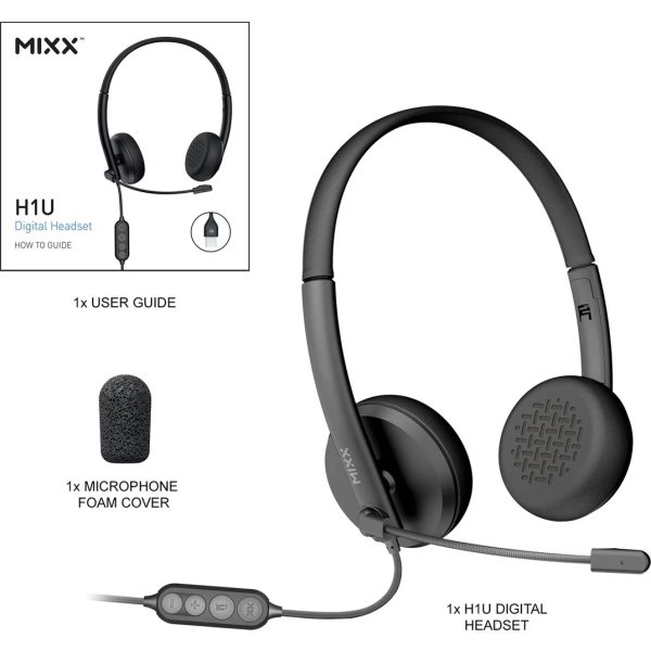 Mixx Headset Stereo H1u Kabelanslutet USB-A, svart