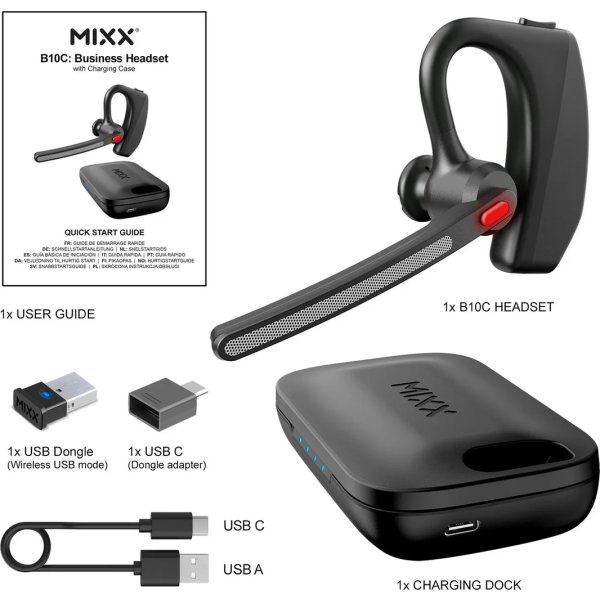 Mixx Headset Mono B10c Laddningsbas Dongle UC