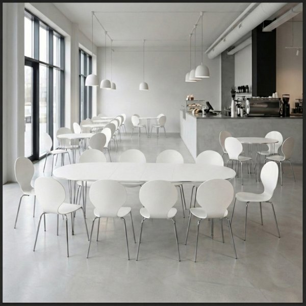 Comfort Classic matsalsset med 10 stolar vitt/krom