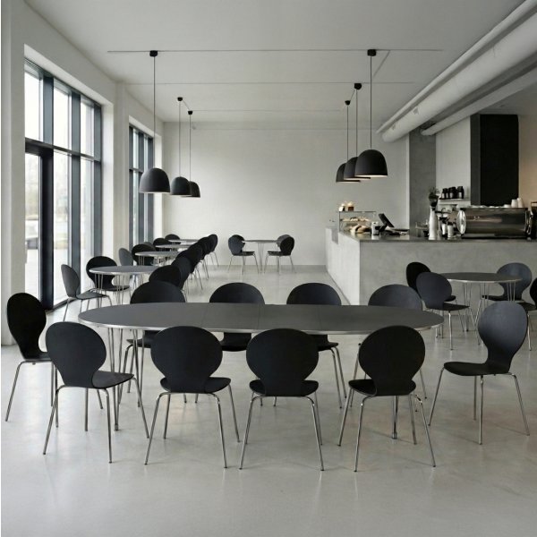 Matsalsset Comfort Classic 10 stolar Svart/Krom