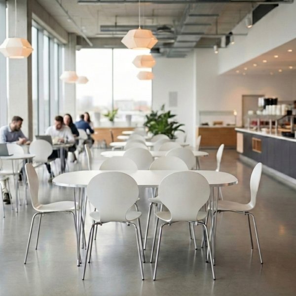 Comfort matsalsstol vit med kromat underrede