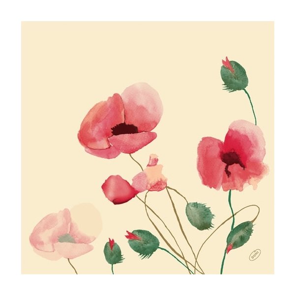 Dunisoft Middagsservett, Poppy Charm, 60 st.