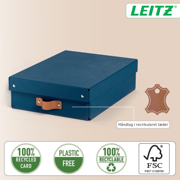 Leitz Puro Box med lock | M låg | Blå | 2 st.