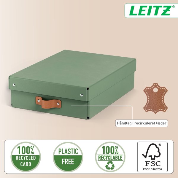 Leitz Puro Box m. lock | M låg | Grön | 2 st.