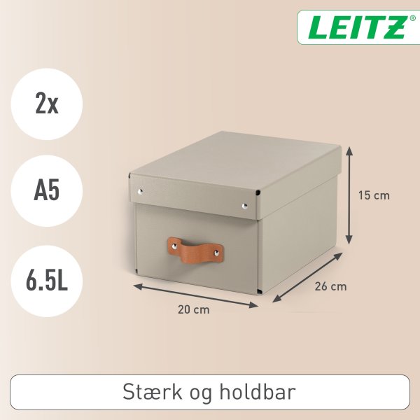 Leitz Puro Box med lock | S | Beige | 2 st.