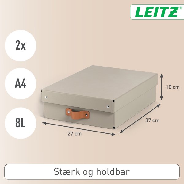 Leitz Puro Box m. lock | M låg | Beige | 2 st.