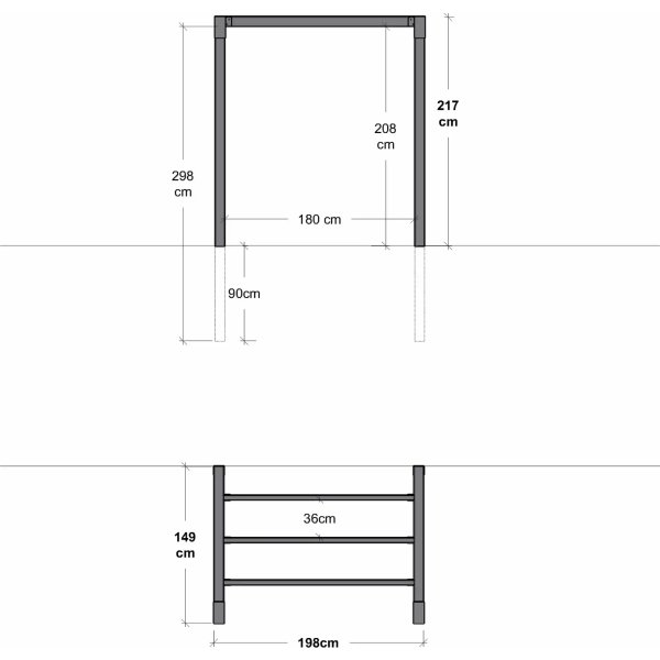 Plus Arcade Pergola modell 1, 1 fack, svart/svart