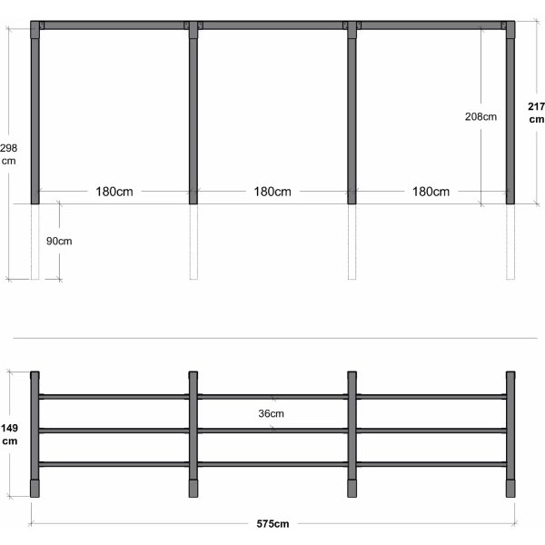 Plus Arcade Pergola modell 2, 3 fack, svart/svart