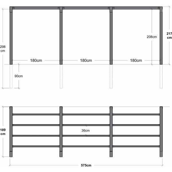 Plus Arcade Pergola modell 4, 3 sektioner, svart