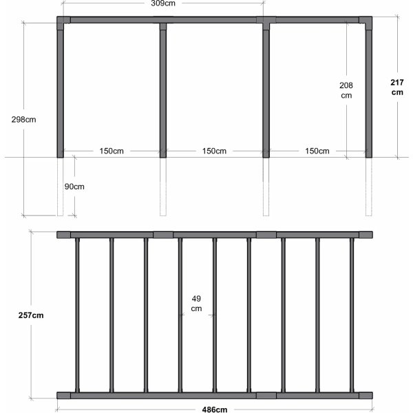 Plus Arcade Pergola modell 5, svart/svart