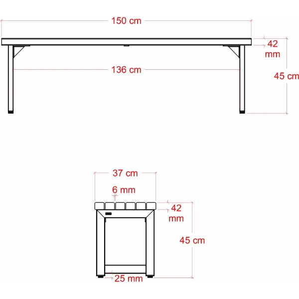 Plus Trend Living Plankbänk, Thermowood/svart