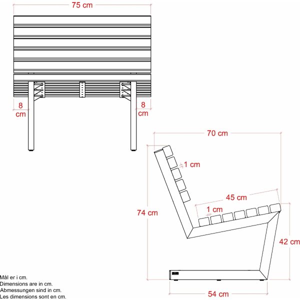 Plus Siesta Living Loungestol, 75 cm, svart