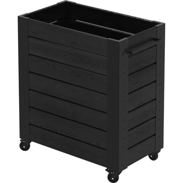 Plus Cubic Blomlåda med hjul 87x50x98, svart