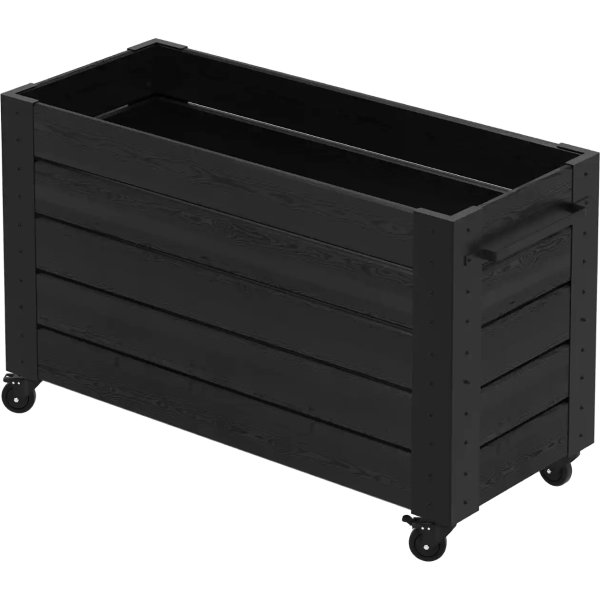 Plus Cubic Blomlåda m/hjul 120x50x73, svart