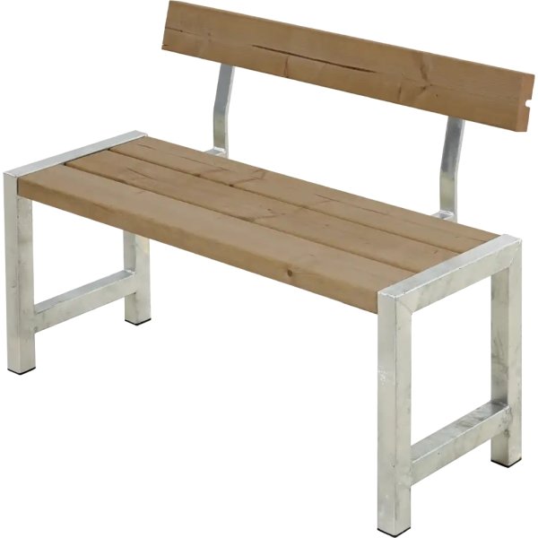 Plus Cafe Plankbänk m. ryggstöd, 127cm, Thermowood