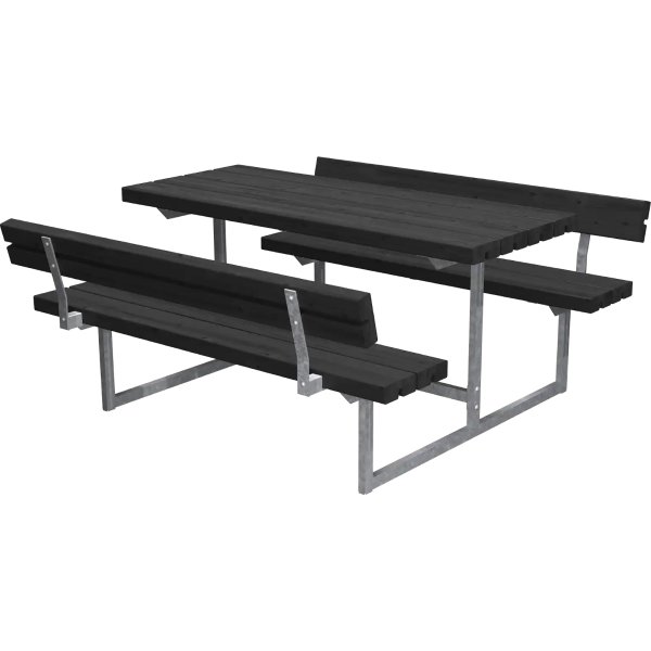 Plus Basic Jr bord/bänkset+ryggstöd, svart 118cm