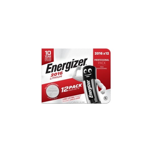 Energizer Litium CR2016 knappcellsbatteri, 12 st