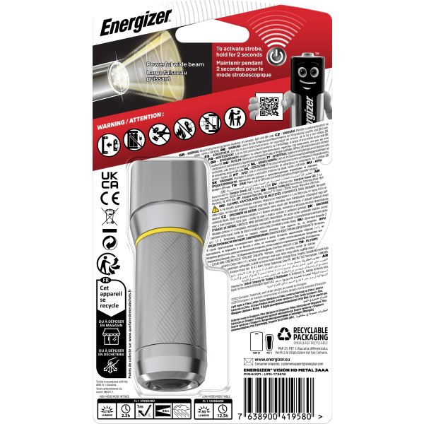 Energizer Vision LED metallficklampa 3xAAA, 270lm