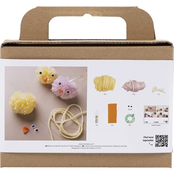 Mini DIY Kit Pompon | Kycklingar | Ass. färger