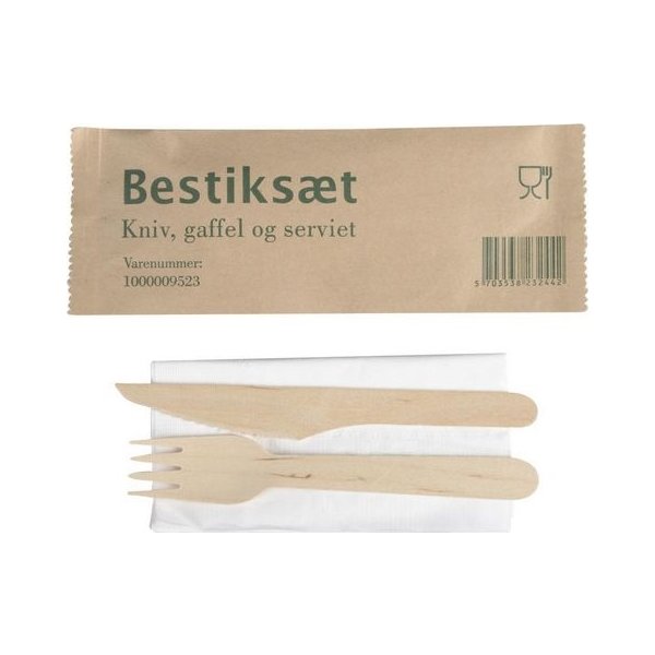 Besticksset trä med servett 400/fp