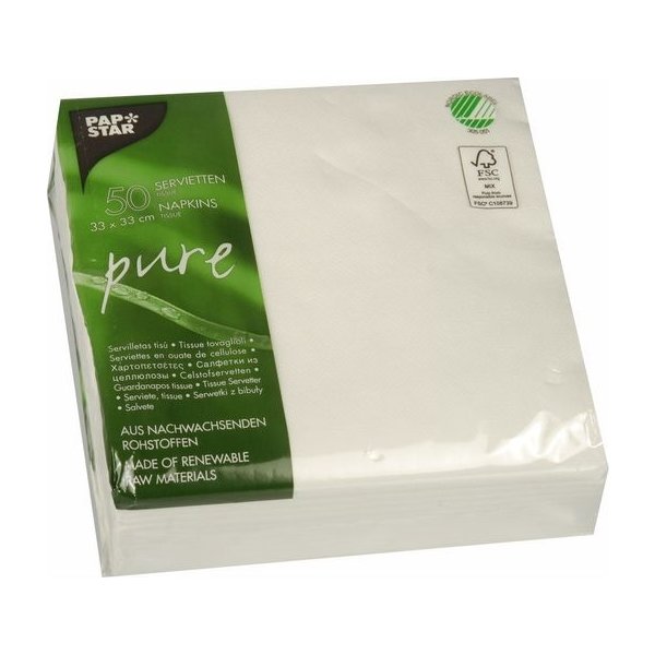 Servett PURE FSC 33x33 2-lags vit 50/fp